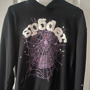 Black Sp5der Hoodie with Spider Web Design